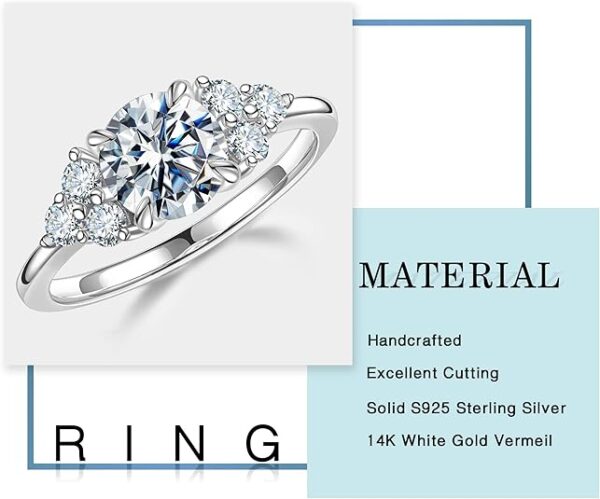 Beautiful 14k White Gold Moissanite Ring Design detail