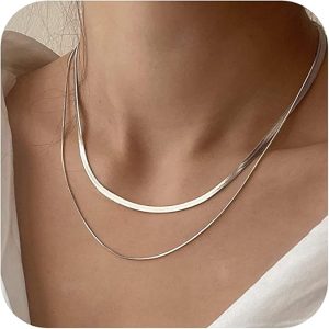 Double Flat Layered Gold Snake Chain Necklace