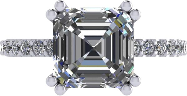 Elegant Asscher Cut Ring with Platinum Plating