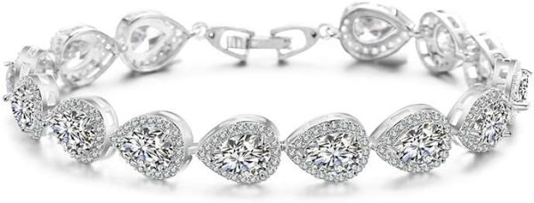 Elegant Luxury Moissanite Bracelet with Tear Drop Charm 1