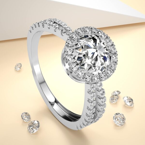 Exquisite Moissanite Platinum Rings Anniversary Design detail