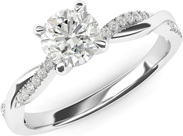 Exquisite Moissanite Promise Ring Twisted Vine Design side angle