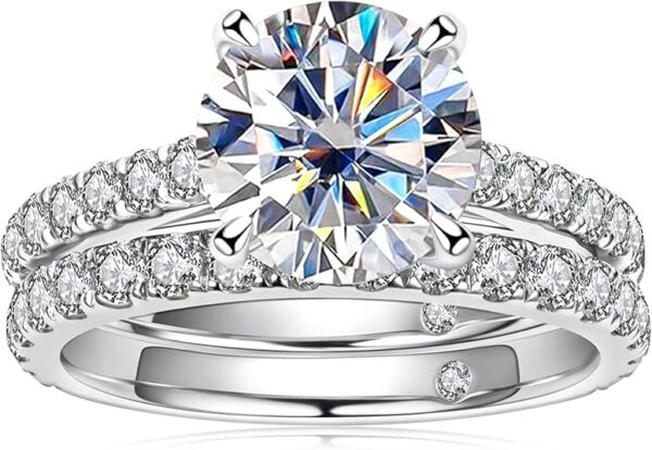 Radiant 4 Carat Moissanite Ring Round Cut Design