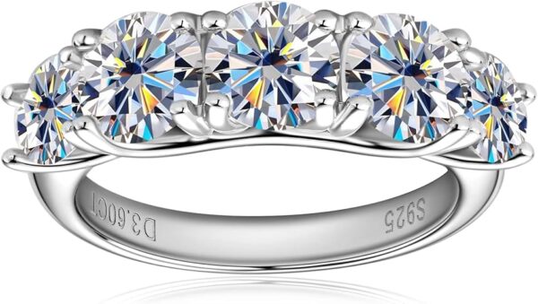 Radiant 5 Carat Moissanite Ring Eternity Band