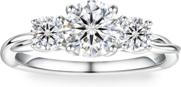 Radiant 6 Carat Moissanite Ring 3 Stone Design