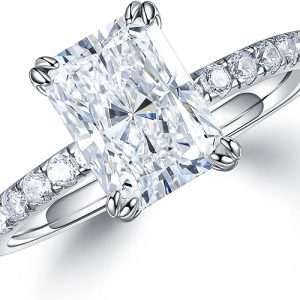 Radiant Cut Moissanite Ring in White Gold