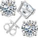 Sterling Silver Round Cut Moissanite Earrings Screw Back